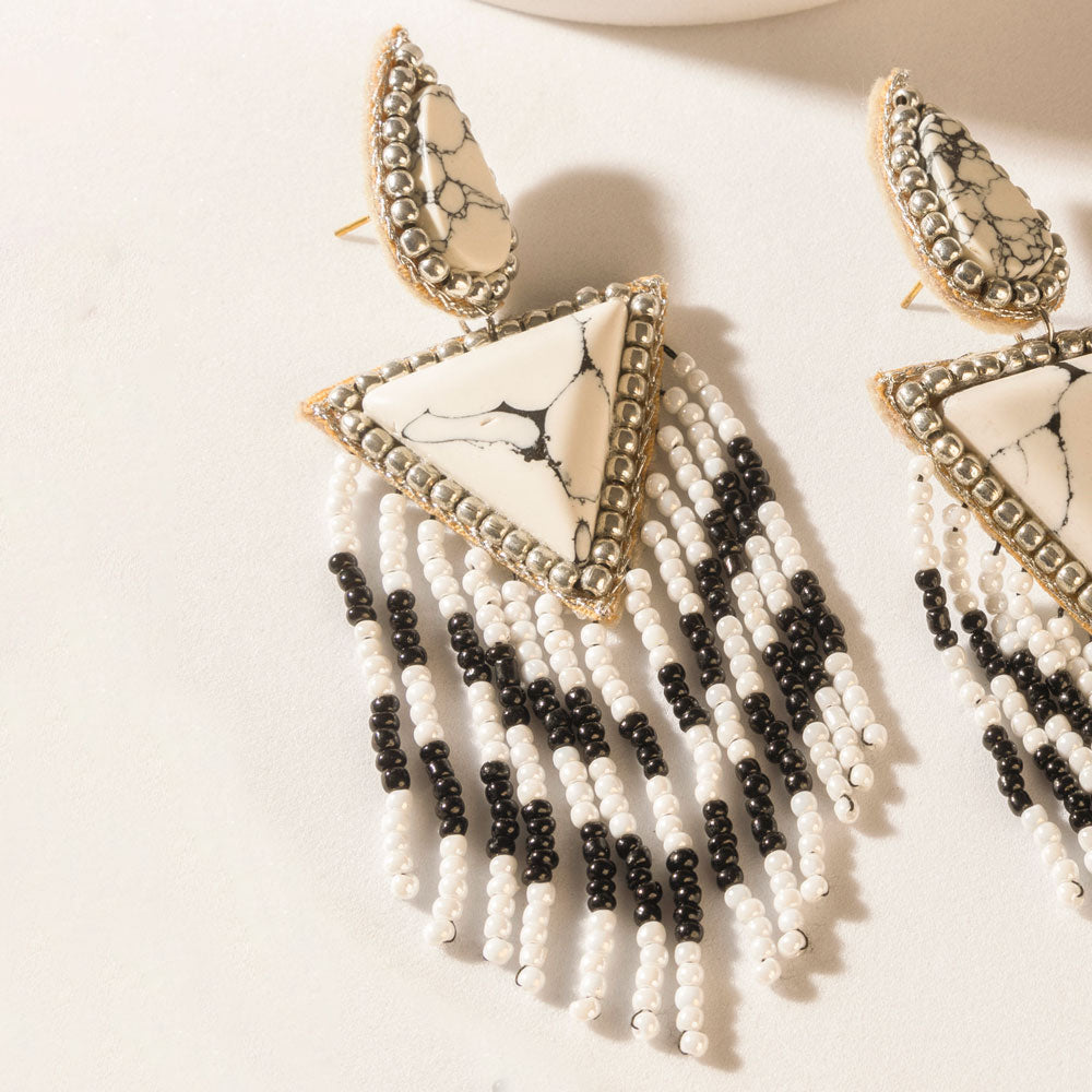 Myra Chevrun Wild Earrings in Salt & Smoke