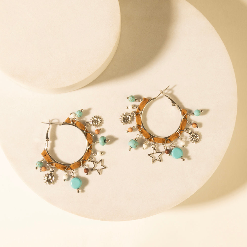Myra Corral Charm Hoop Earrings in Sky Vein