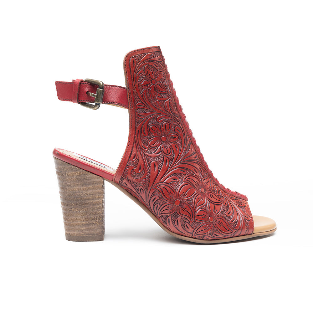 Myra Callandra Handtooled Cowgirl Boots for Women - Mid-Top Ankle Strap Western Boots for Bold Rodeo Adventures