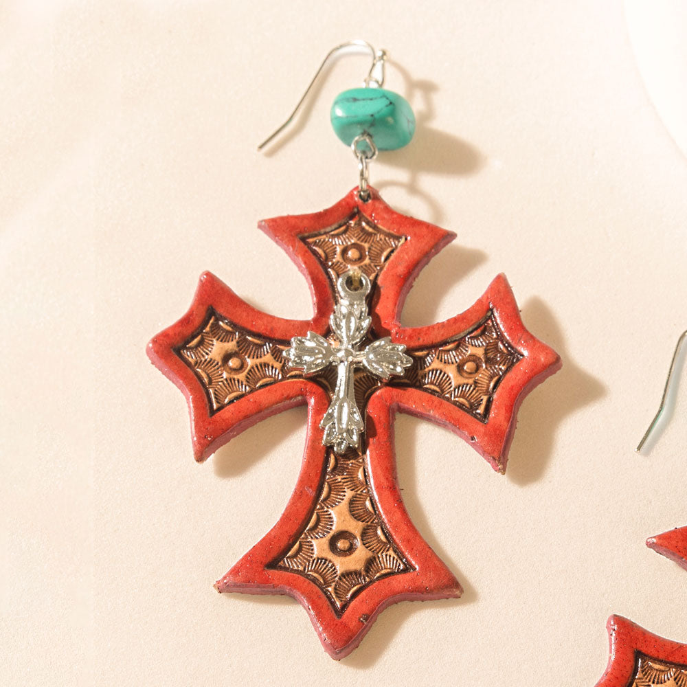 Myra Crimson Cross Earrings
