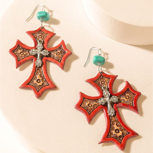Myra Crimson Cross Earrings