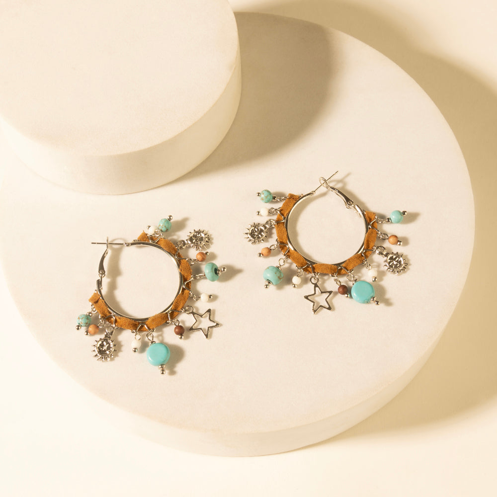 Myra Corral Charm Hoop Earrings in Sky Vein